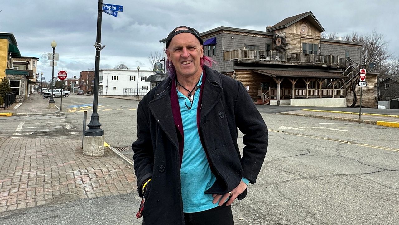 Gary Allen stands in Millinocket where he's organizing a fun run to celebrate the April 8 eclipse. (Spectrum News/Susan Cover)