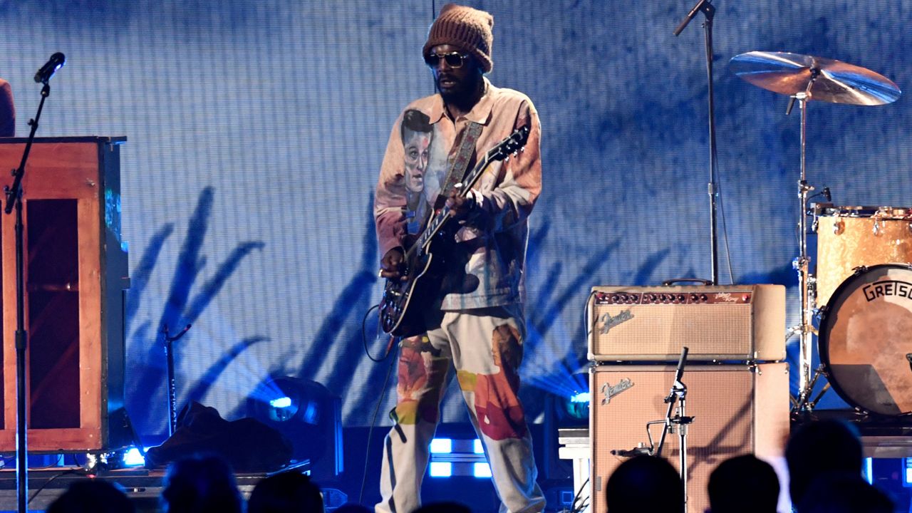 Gary Clark Jr. performs a tribute to Stevie Ray Vaughan at the CMT Music Awards on Sunday, April 2, 2023, at the Moody Center in Austin, Texas. (Photo by Evan Agostini/Invision/AP)