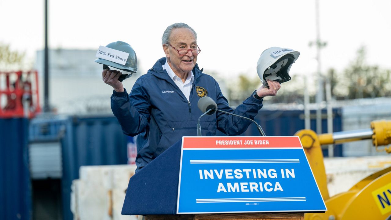 Senate Majority Leader Chuck Schumer, D-N.Y., appears at an event marking the start of work on a rail tunnel under the Hudson River, part of the Gateway project, on Nov. 3, 2023, in New York, N.Y. (Susan Watts/Office of Governor Kathy Hochul)