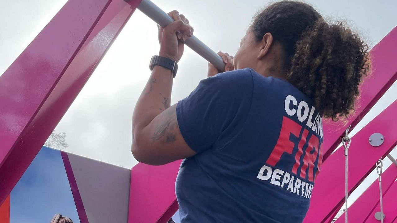 Firefighters at Fitness Court in Columbia