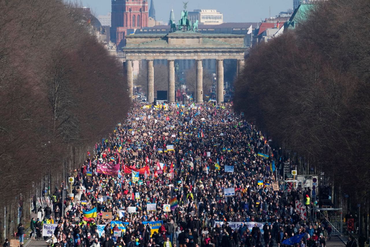 Anti-war protests across Europe, small rallies in Russia