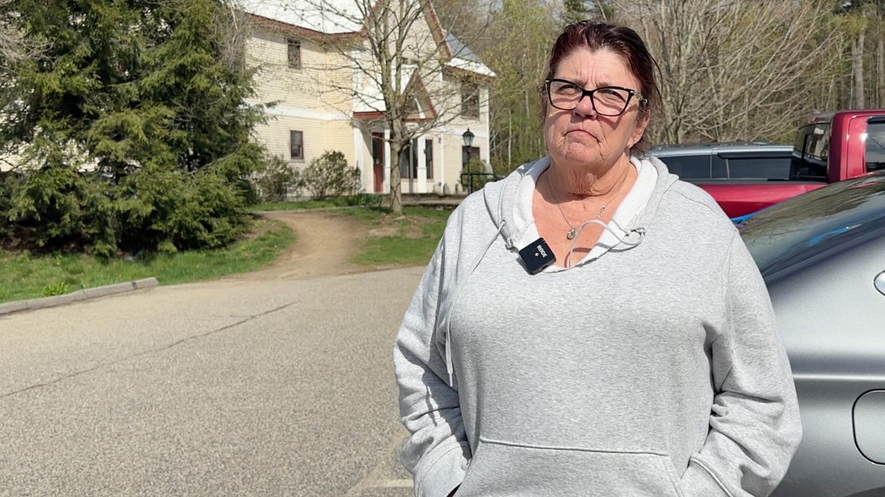 Joanne Goodreau, 62, talks outside of the shelter in Alfred run by York County Shelter Program on Friday. Goodreau is one of 37 residents who need to find alternative housing before the shelter's scheduled closing on Friday. (Spectrum News/Sean Murphy)
