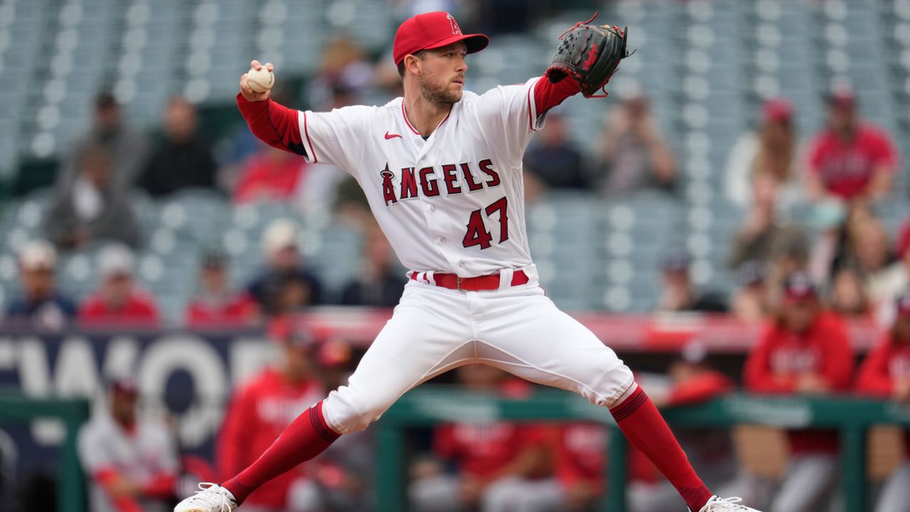 Washington Nationals starting pitcher MacKenzie Gore throws to a