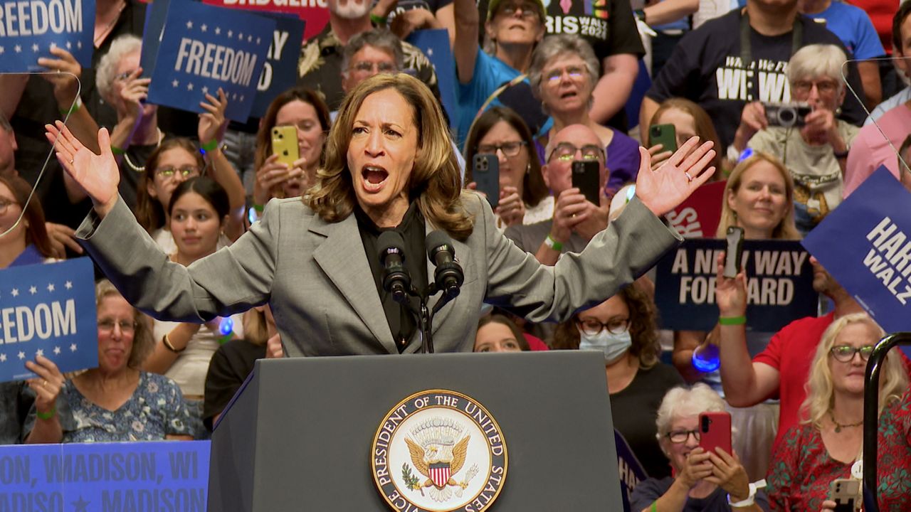 Vice President Kamala Harris makes her first campaign stop in Madison, Wis. since entering the presidential race. (Spectrum News 1/Mandy Hague)