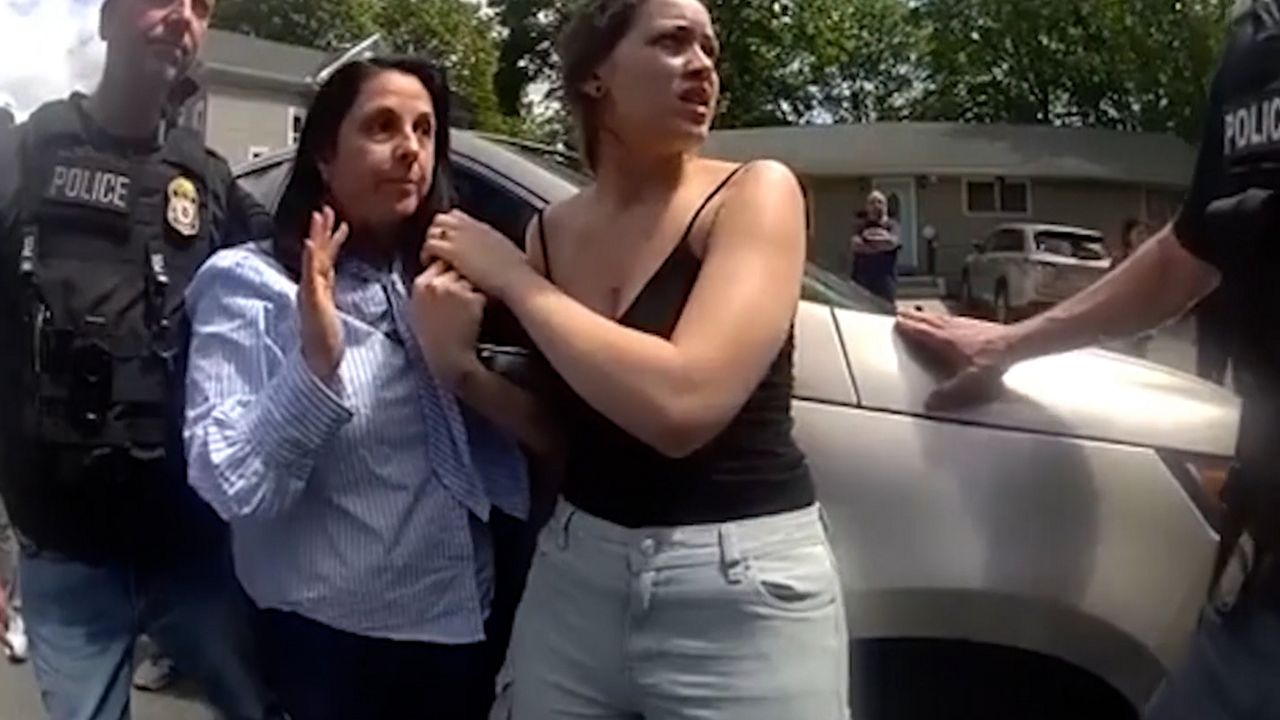 Worcester City Councilor Etel Haxhiaj seen on Eureka Street in Worcester Police Department body camera footage. (Worcester Police Department Body Camera)