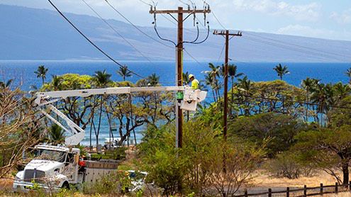 Hawaiian Electric's Climate Adaptation Transmission and Resilience Program includes numerous initiatives to harden its systems and equipment from wildfires and other hazards fueled by climate change. (Hawaiian Electric Company, file)