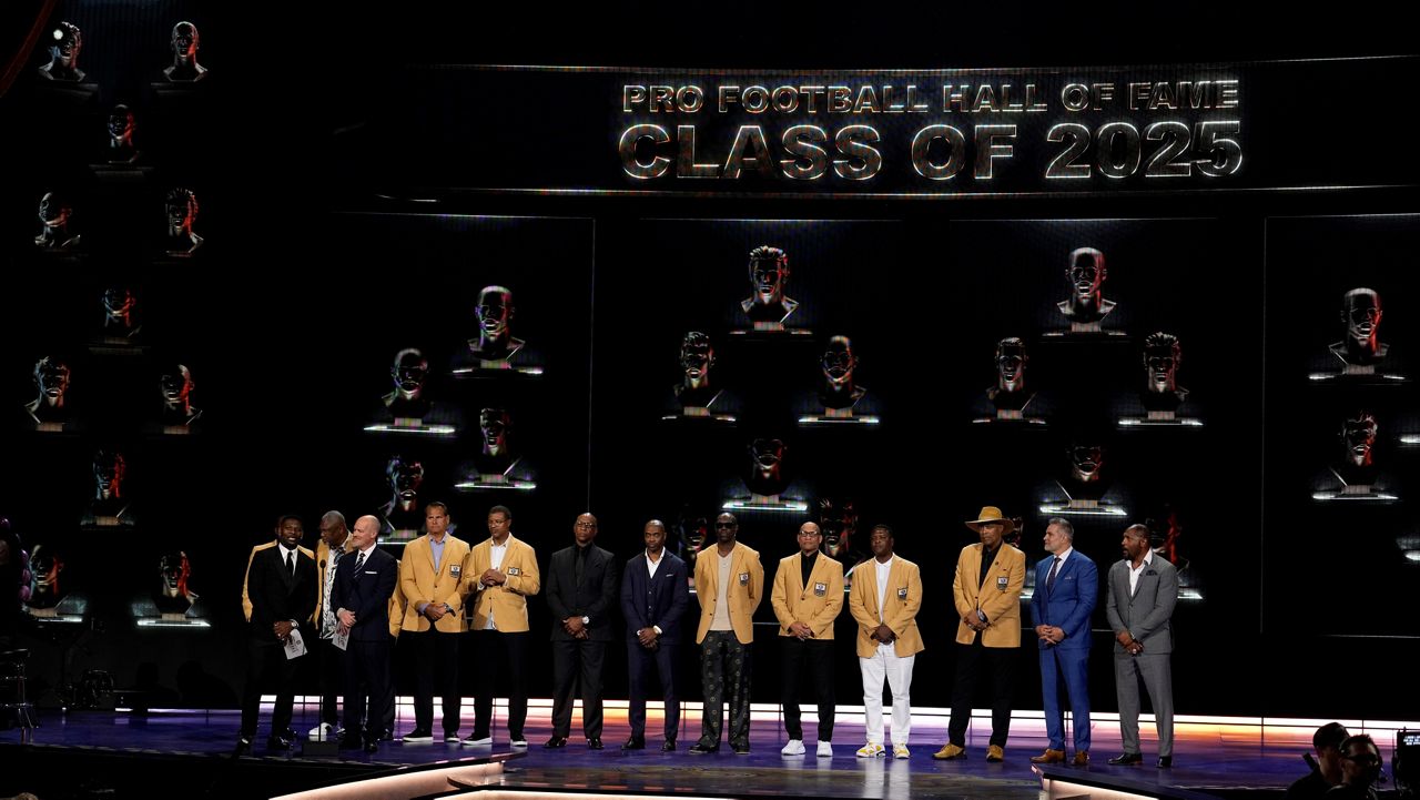 NFL Hall of Fame Class of 2025 presentation during the NFL Honors award show ahead of the Super Bowl 59 football game, Thursday, Feb. 6, 2025, in New Orleans. (AP Photo/David J. Phillip)