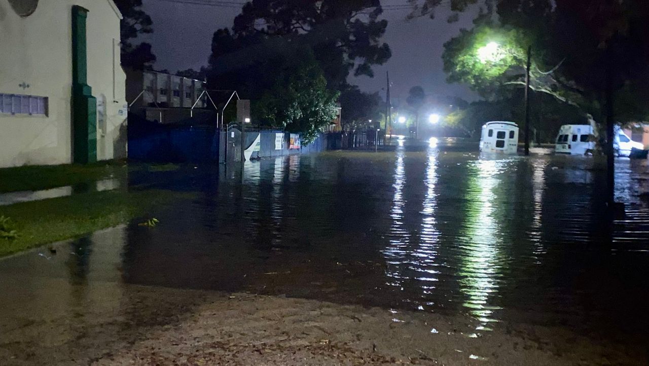 Hurricane Helene floodwater on 24th Avenue South reached inside the Islamic Society of St. Petersburg Mosque on Sept. 26, 2024 (photo: Angel Torrens).