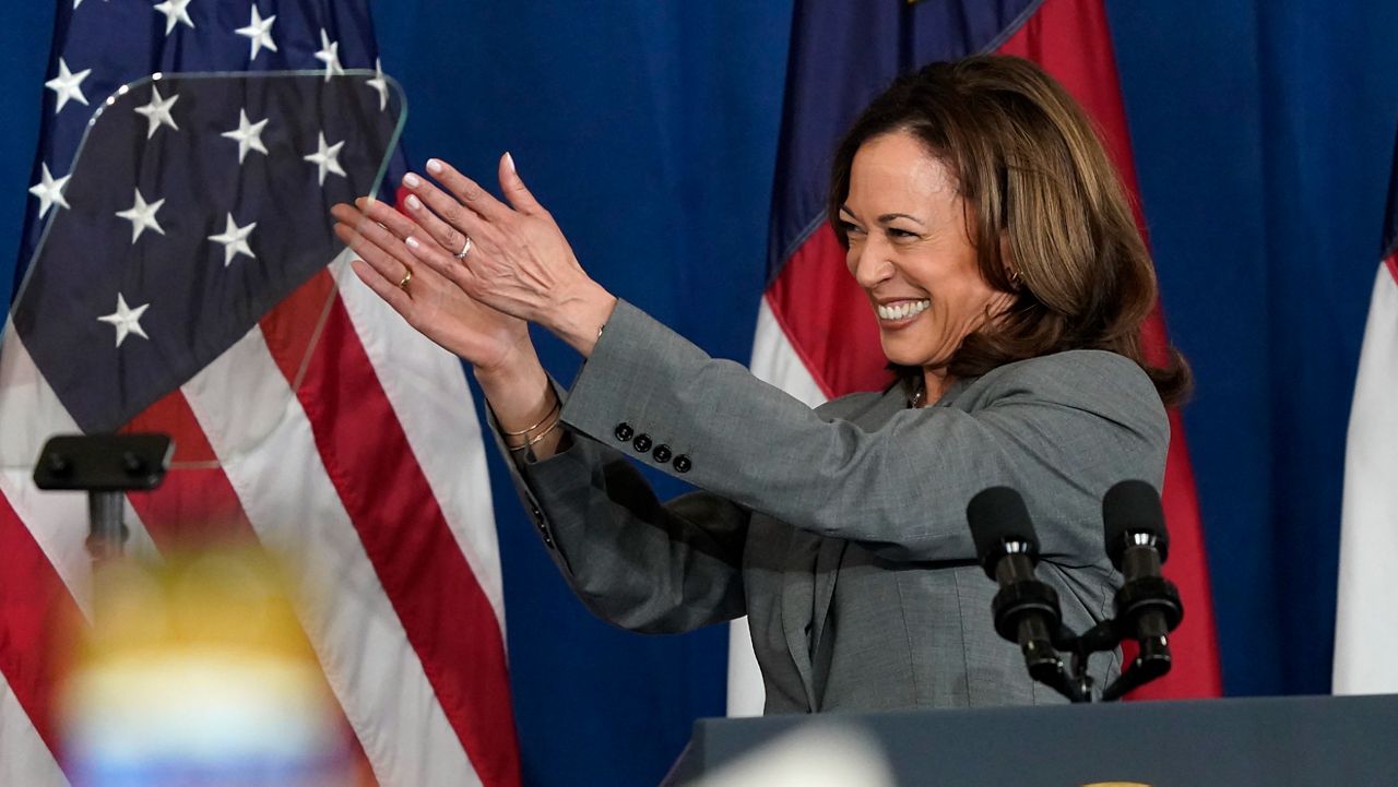 Vice President Kamala Harris speaks at a campaign event in Greensboro, N.C., Thursday, July 11, 2024. (AP Photo/Chuck Burton)