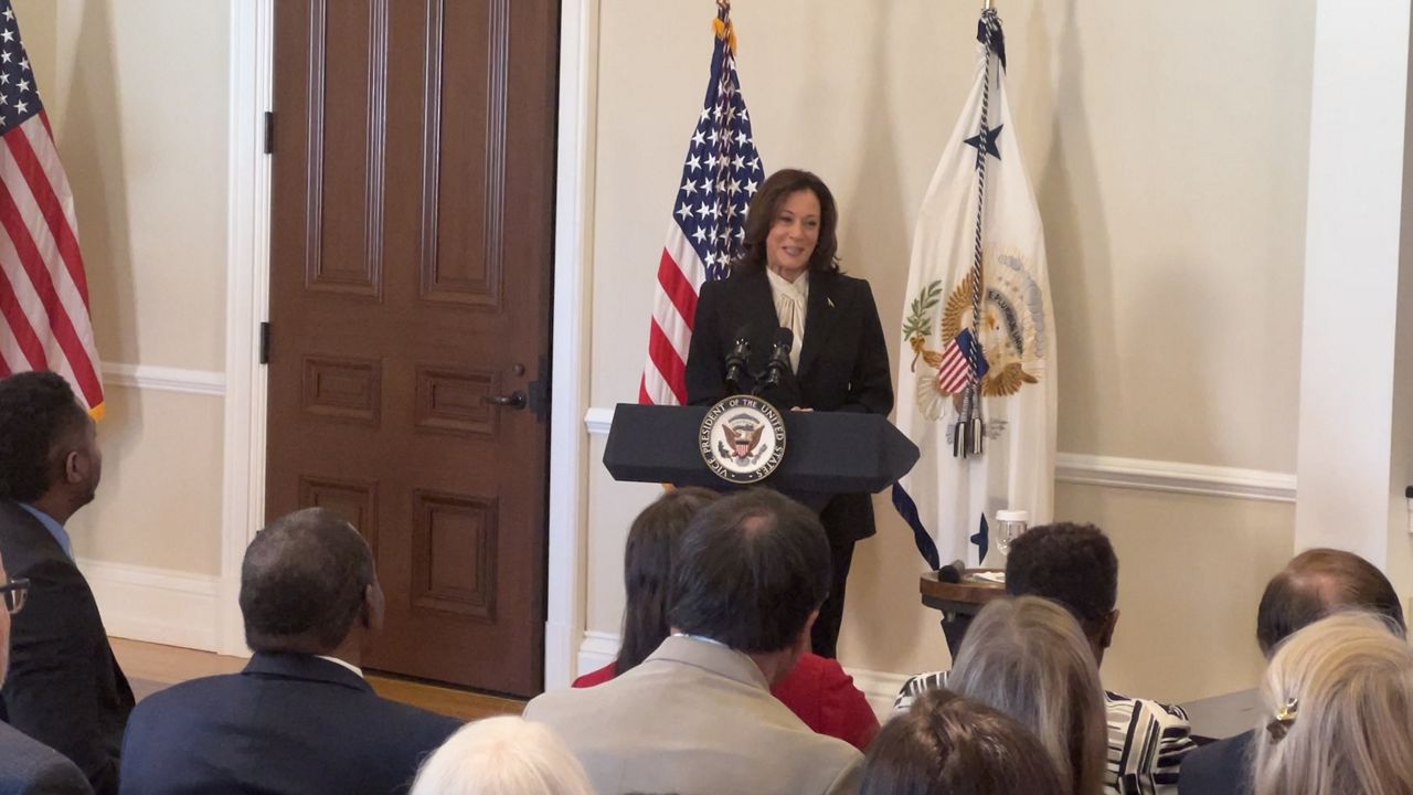 Vice President Kamala Harris addresses state legislators on gun violence prevention at the White House (Spectrum News / Cassie Semyon)