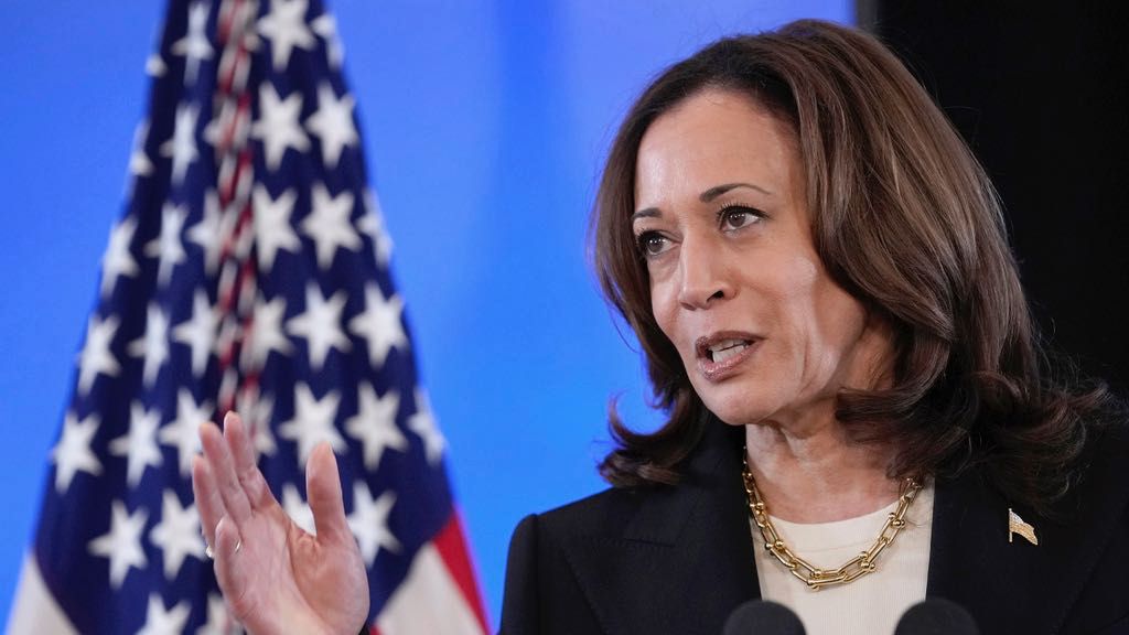 Vice President Kamala Harris speaks about conflict sexual violence before a screening of "Screams Before Silence," in the Eisenhower Executive Office Building on the White House complex in Washington, Monday, June 17, 2024. The presenter-led documentary film with Sheryl Sandberg, former COO of Meta, is about the rape and mutilation of Israeli women on Oct. 7. (AP Photo/Susan Walsh)