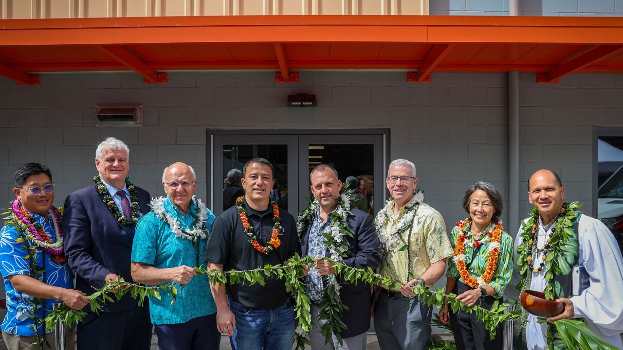 From L to R: Dr. Chad Koyanagi, DOH Crisis Continuum and Medicaid Services Medical Director; Chief Justice Mark E. Recktenwald; Honolulu Mayor Rick Blangiardi; Brian Morton, president of CARE Hawaii; Governor Josh Green; Dr. Kenneth Fink, DOH Director; Marian Tsuji, DOH Deputy Director of Behavioral Health; and Kahu Kordell Kekoa. (Photo courtesy of the Office of the Governor)