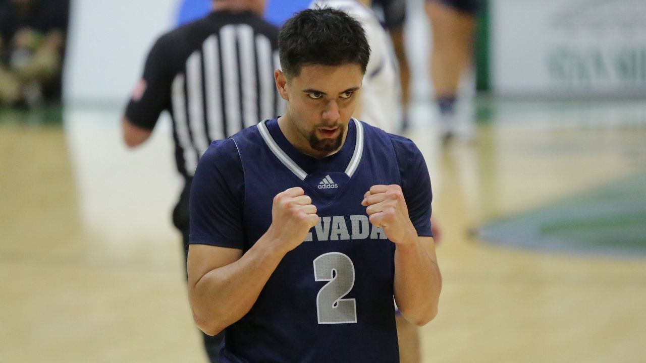 Nevada guard Jarod Lucas pumped his fists after scoring 25 points to help the Wolf Pack defeat TCU to reach Sunday's Hawaiian Airlines Diamond Head Classic championship game.