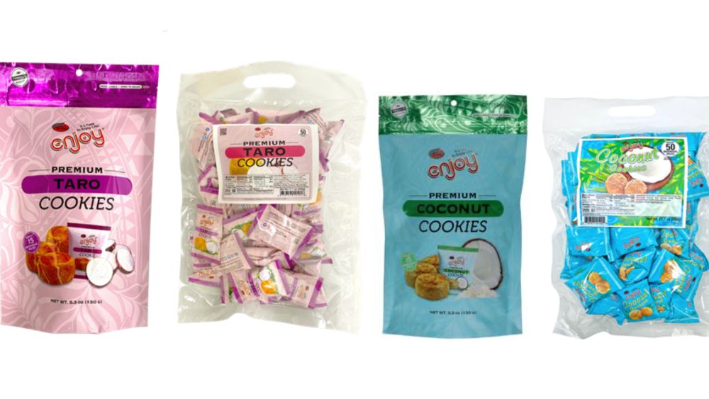 Enjoy Premium Taro Cookie and Enjoy Premium Coconut Cookie products being recalled. (Courtesy Hawaii Department of Health)