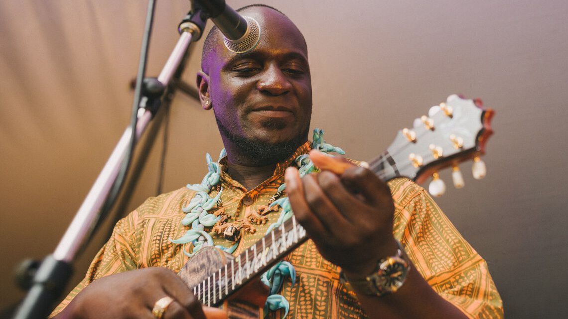 Ryan Kamakakēhau Fernandez, a falsetto musician, performs at the Black Futures Ball on Feb. 29, 2020, at the Hawaii State Art Museum. (Photo courtesy the Pōpolo Project)