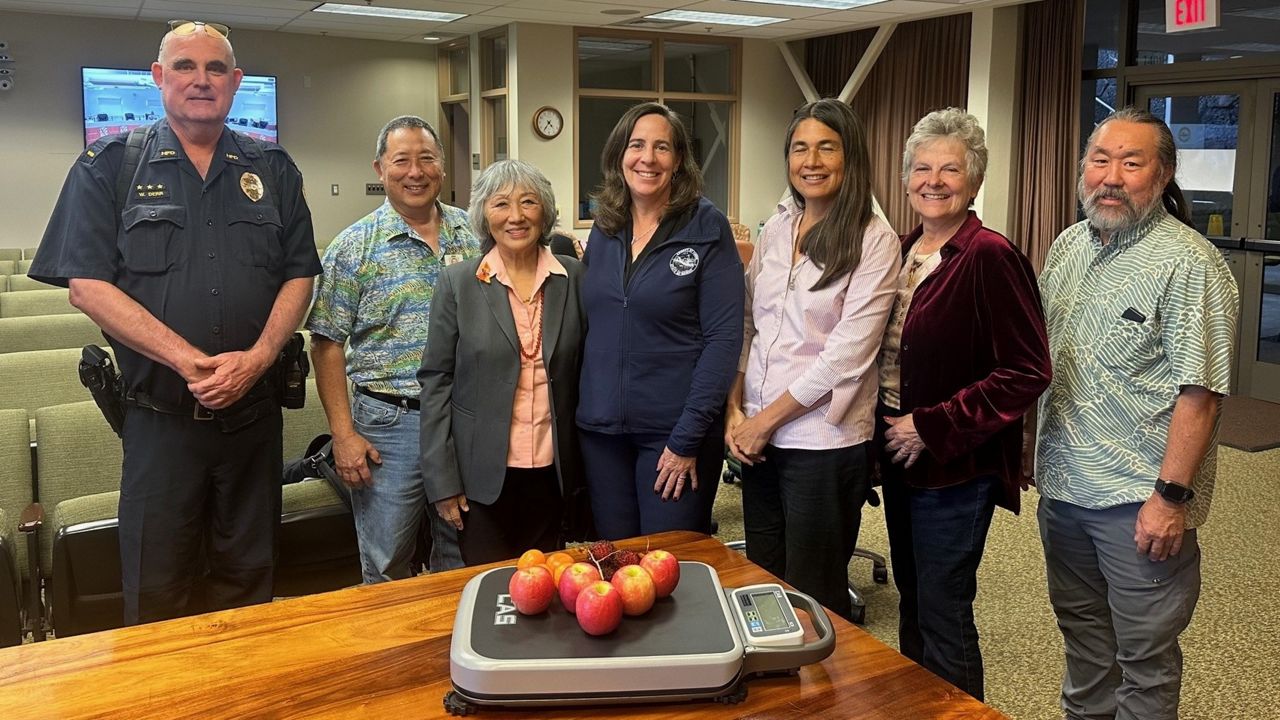 Pictured left to right: HPD Lt. William Derr; Glenn Sako, County Office of Research and Development; Charlene Iboshi, Councilwoman Heather Kimball District 1; Councilwoman Michelle Galimba District 6; Councilwoman Cindy Evans District 9; Shane Muramaru, Office of the Prosecuting Attorney. (Photo courtesy HPD)