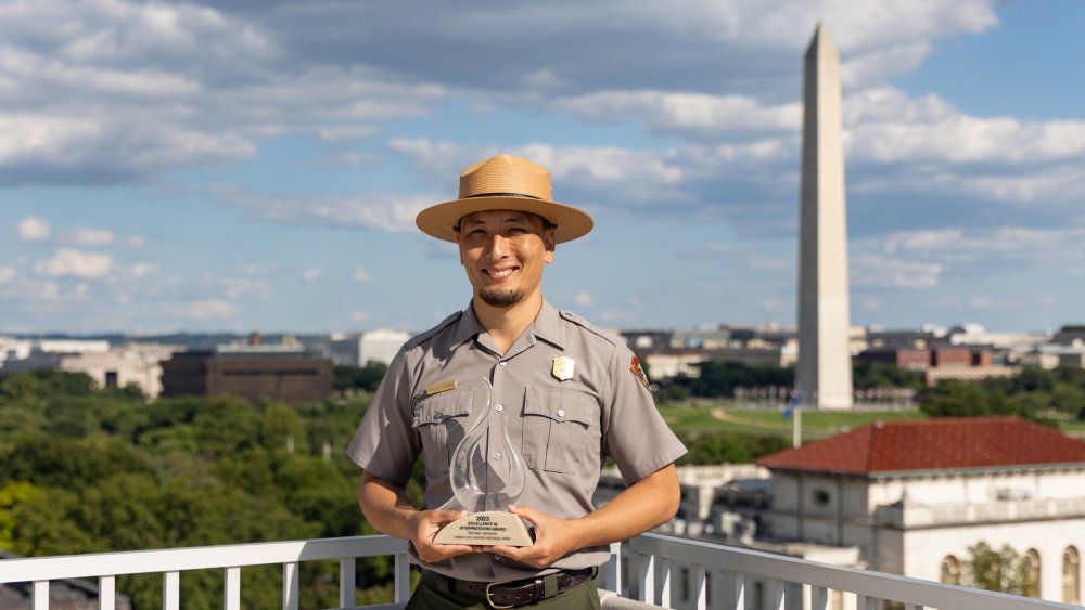 Visual Information Specialist Michael Newman traveled to Washington, D.C. in August 2024 to accept his 2023 Excellence in Interpretation Award. (NPS Photo/Kelsey Graczyk)