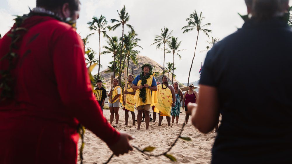 The Waianae community welcomed Hōkūleʻa and her crew on Sunday. (courtesy Polynesian Voyaging Society)