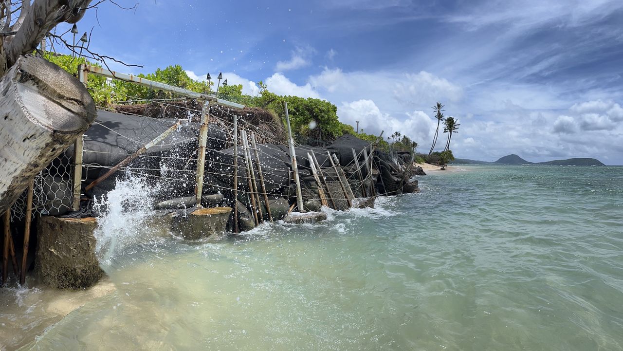 A property at 4623 Kahala Avenue has eroded and structures are encroaching on the beach. (Photo courtesy of DLNR)