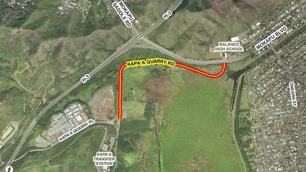 Partial closure of Kapaa Quarry Road on Sunday