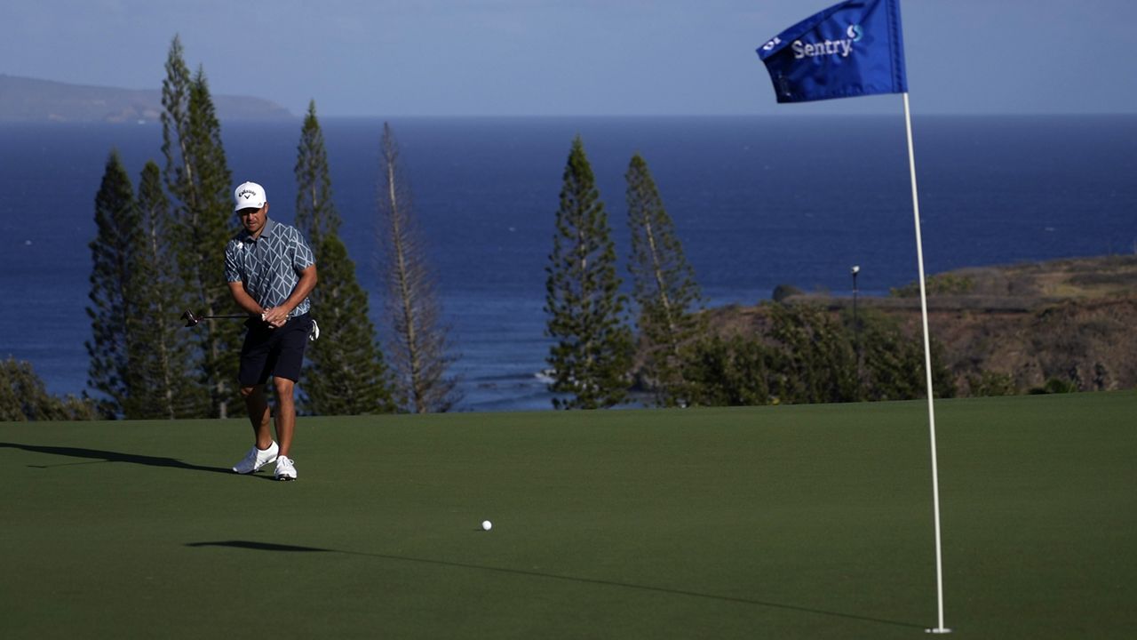 Xander Schauffele followed his shot on the 11th green during the pro-am round of The Sentry on Wednesday at the Kapalua Plantation Course on Maui.