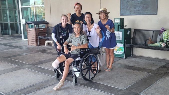 Nonaka leaving the hospital. (Photo courtesy of GoFundMe)