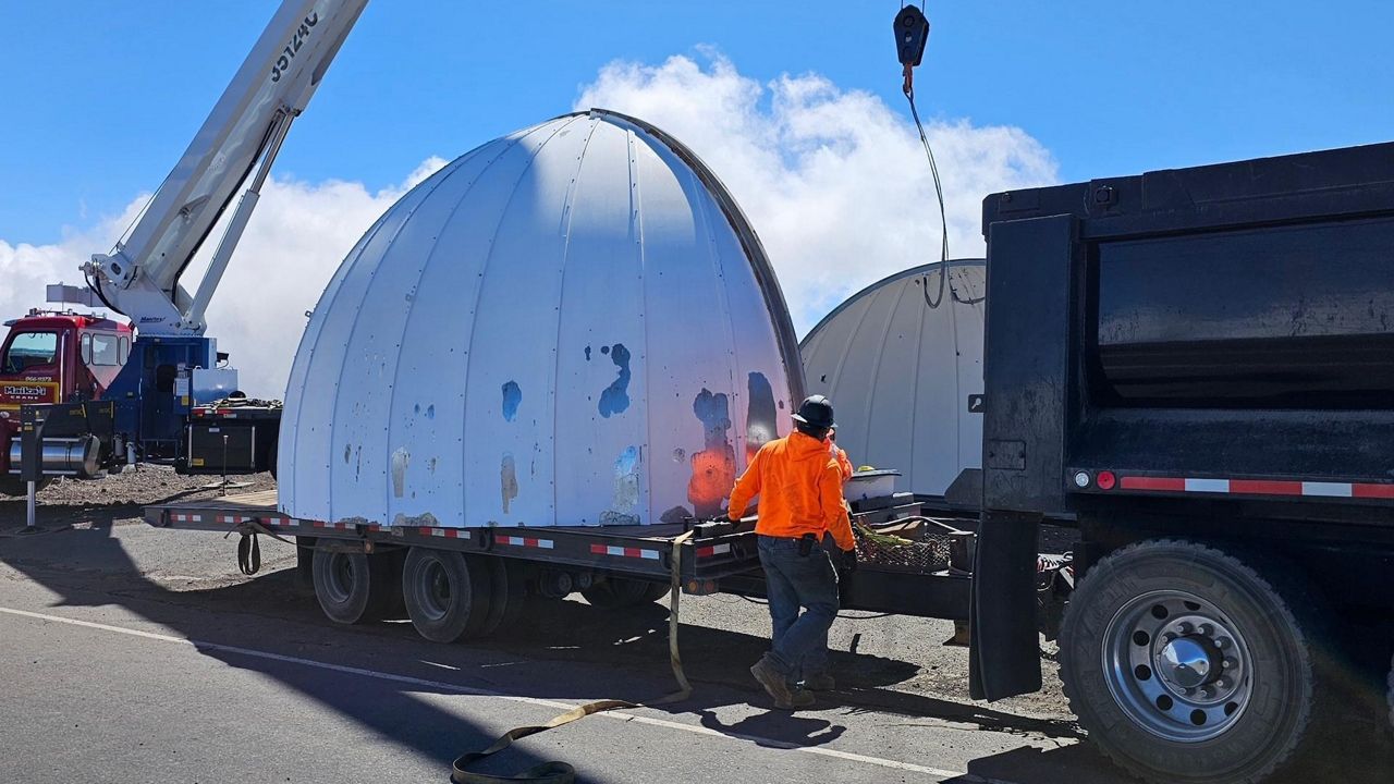 The deconstruction phase for Hōkū Keʻa Observatory began in mid April. (Photo courtesy UH)