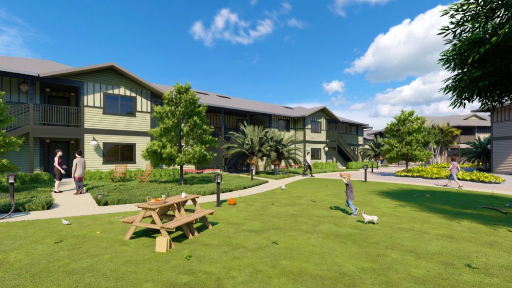 Rendering of Na Hale Makoa, an affordable rental housing development slated to be ready for move-ins by the first quarter of 2025. (Courtesy of County of Hawaii)