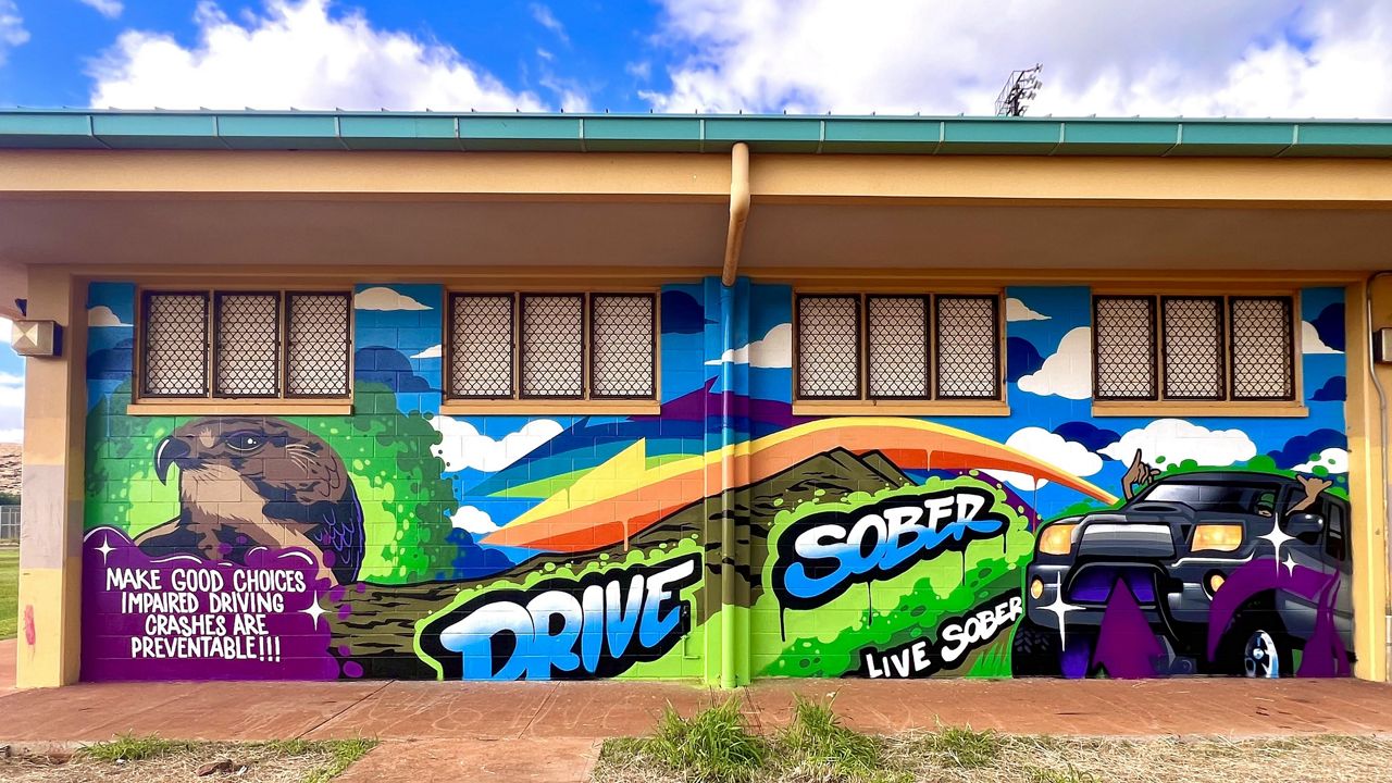 A mural completed through the "Drive with Aloha" program at Nanakuli Intermediate and High School. (Photo courtesy Hawaii Department of Transportation)