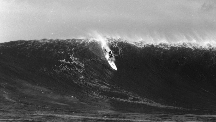 Patti Paniccia catches a big wave at Sunset Beach in the early 1970s. (Photo courtesy Patti Paniccia)