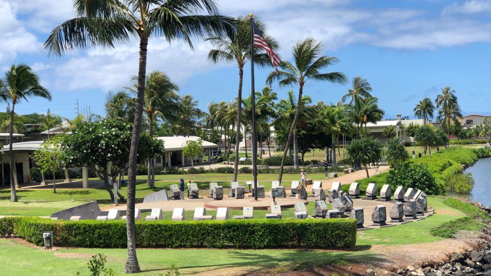 Waterfront Memorial adjacent to the Pacific Fleet Submarine Museum is dedicated to the 52 submarines and over 3,600 officers and crewmen lost during World War II. (Spectrum News/Sarah Yamanaka)