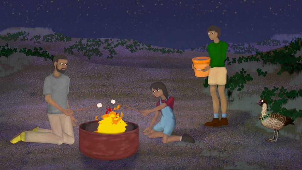 Be pono and be responsible by not starting a campfire in windy conditions or keeping it contained with a water source nearby. (Illustration courtesy of the Hawaii Department of Land and Natural Resources)