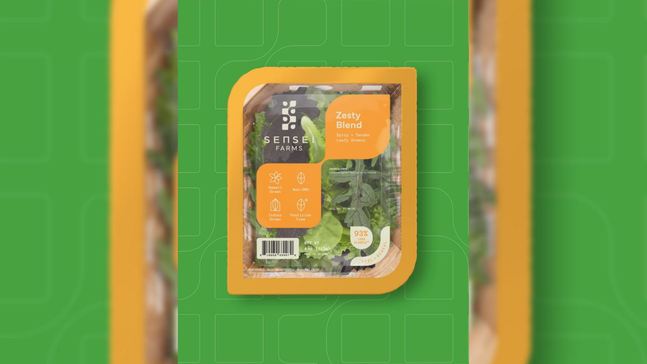 The new packaging allows the consumer to view the product from all sides, keeps it fresh and is environmentally friendly. (Courtesy Sensei Farms)