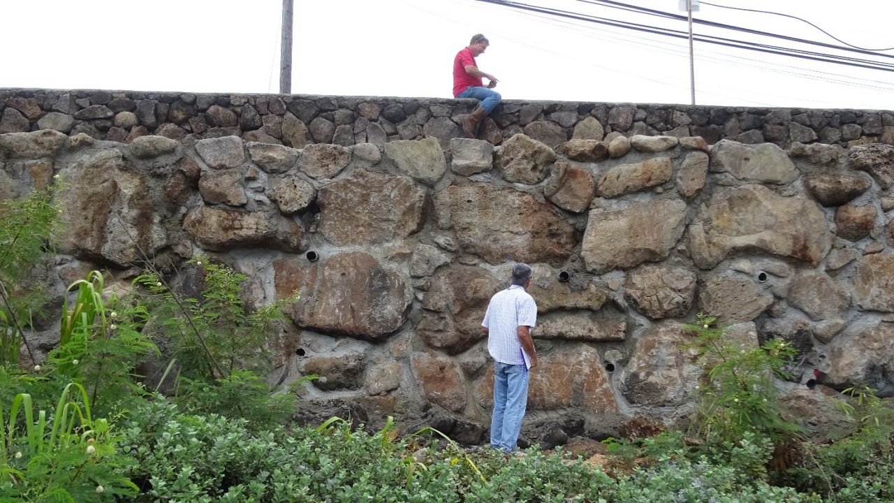 Image shows the newly reconstructed rock retaining wall. (Photo courtesy of the City and County of Honolulu)