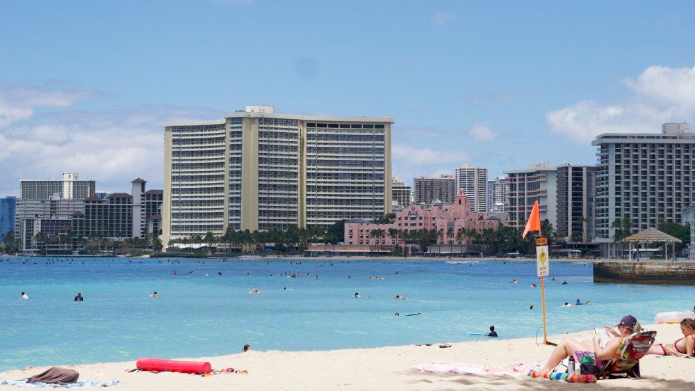 Many major Waikiki hotels sit just feet from the shoreline. (Spectrum News/Sarah Yamanaka)