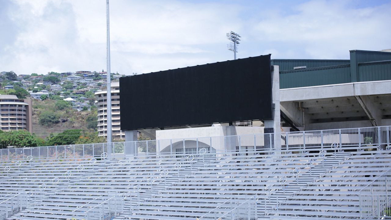 The Aloha Stadium video board was reassembled at the Clarence T.C. Ching Athletics Complex this week for use in the 2023 Hawaii football season and beyond.
