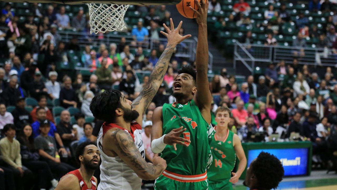 Bernardo da Silva, seen against Cal State Northridge at the Stan Sheriff Center last week, scored 14 points with nine rebounds in a Big West tournament second-round matchup at the Dollar Loan Center in Henderson, Nev., on Thursday.