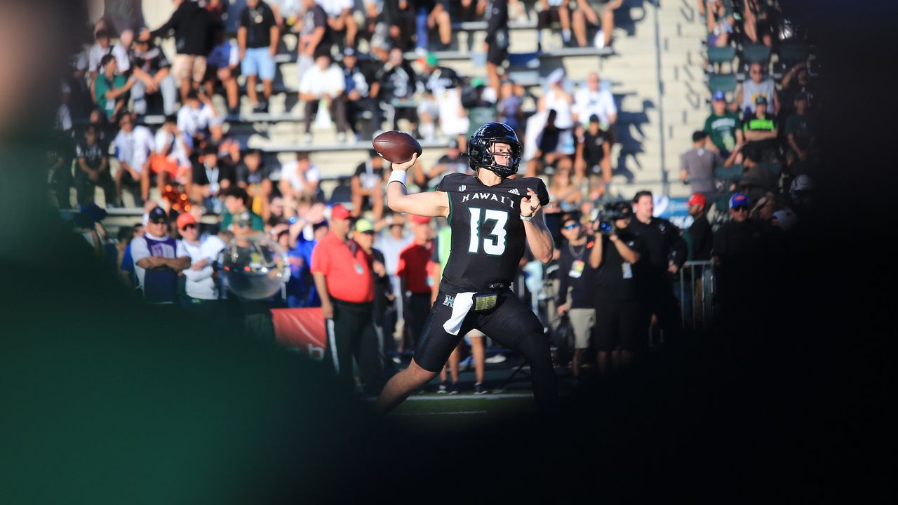 Hawaii quarterback Brayden Schager threw a pass against then-No. 17 Boise State at the Clarence T.C. Ching Athletics Complex on Oct. 12.