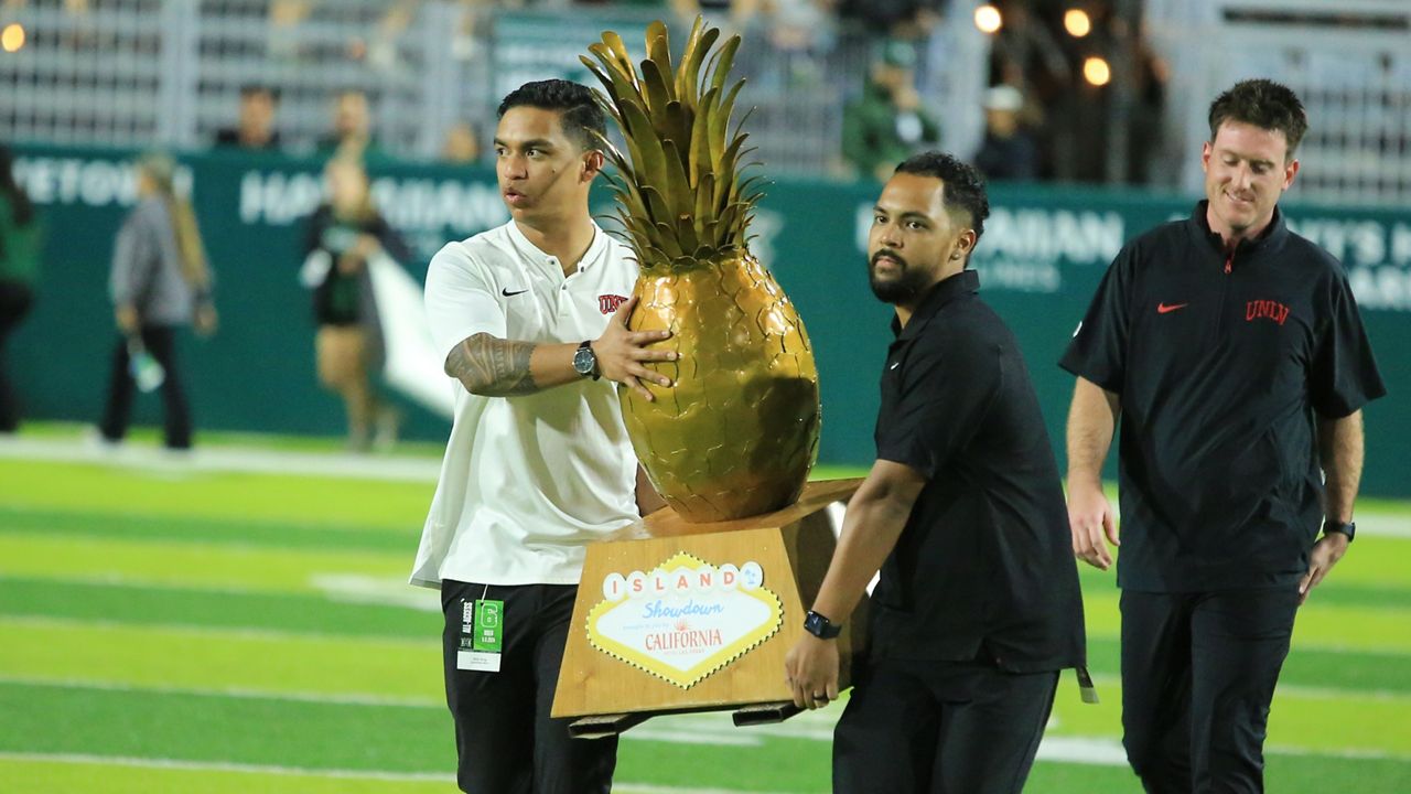 The Ninth Island Showdown Trophy contested between Hawaii and UNLV will be on the line again in 2025 as the Rainbow Warriors and Rebels will meet in Las Vegas. UNLV is poised to become UH's longest consecutive football series with a 17th straight matchup as Nevada (25 straight years) is not on the 2025 schedule. 