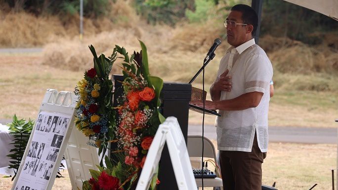 Mayor Derek Kawakami gives remarks at Monday's ceremony. (Photo courtesy of County of Kauai Department of Planning)