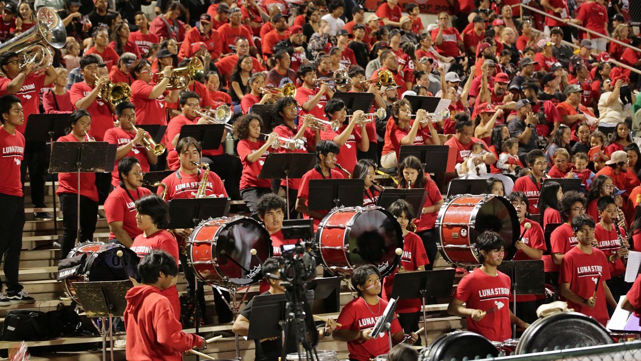 The Lahainaluna band performed Sept. 30 for the game against Baldwin. (Spectrum News/Brian McInnis)