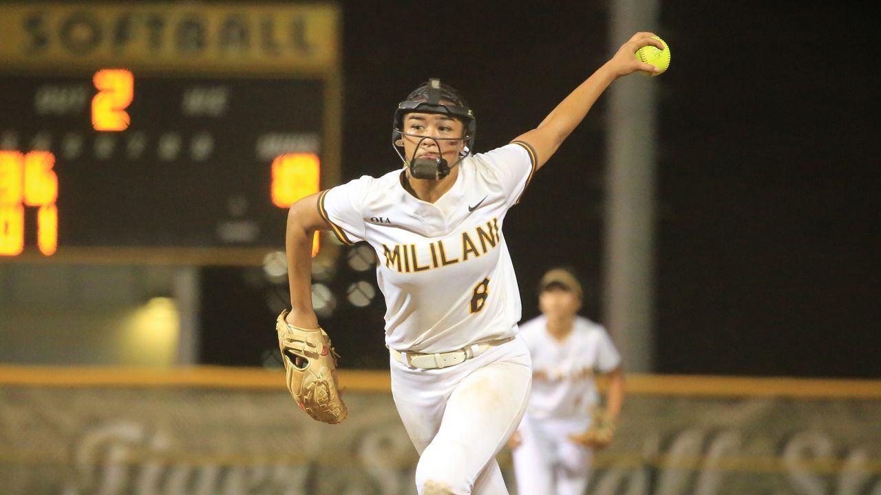 Mililani softball freshman Hinano Bautista allowed one run in a complete game and hit a home run against Campbell at McKinley on Thursday night.