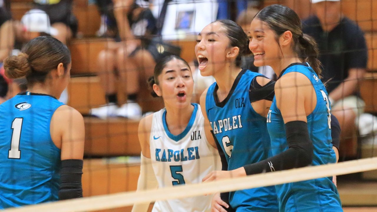 Kapolei hitter Leila Paraoan (6) and the Hurricanes advanced to their school's first OIA Division I girls volleyball final since 2017.