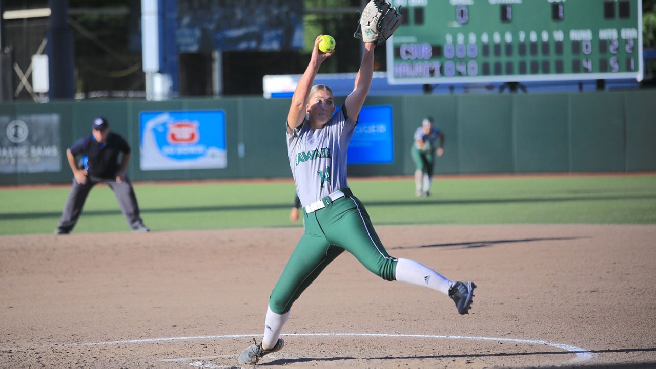 Hawaii softball ace Addison Kostrencich, seen last week, faced her former team Long Beach State at the LBSU Softball Complex and lost a pitcher's duel against Sophia Fernandez.