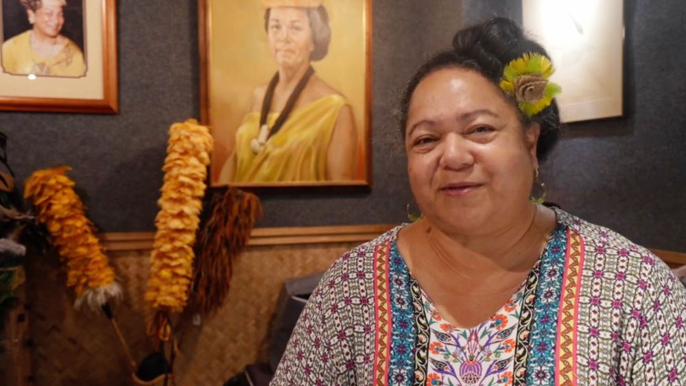Kumu Hulu Mele Kahalepuna Chun shares the history of Hawaiian featherwork in her family and how it relates to the health of Hawaii's forest birds. (Courtesy Hawaii DLNR)