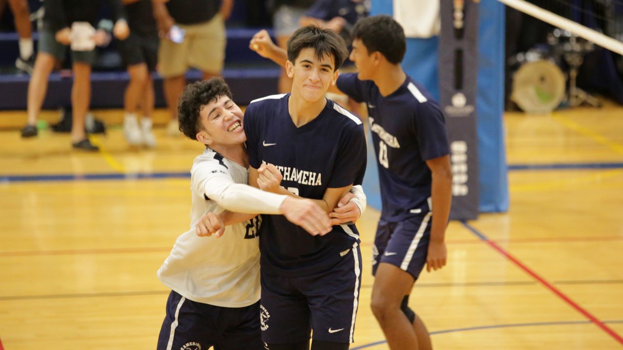 Kainoa Wade, middle, led Kamehameha to the cusp of a state title in 2023.