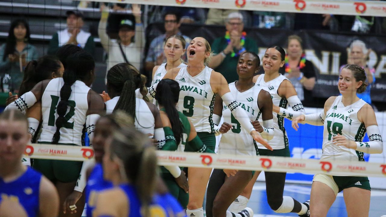 The Hawaii women's volleyball team, seen against UC Riverside next month, has won four straight after Saturday's four-set victory over Cal Poly.