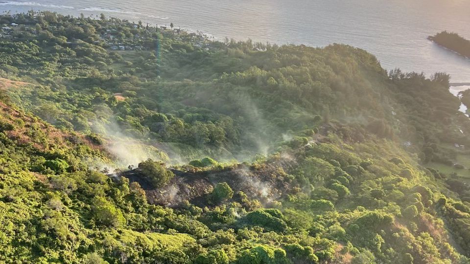 The Wainiha fire on Thursday. (Photo courtesy of Kauai Fire Department)