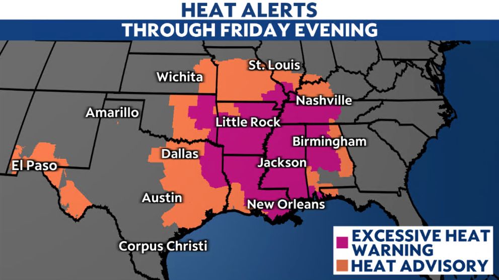 Dangerous heat spreads across the South and Central U.S.