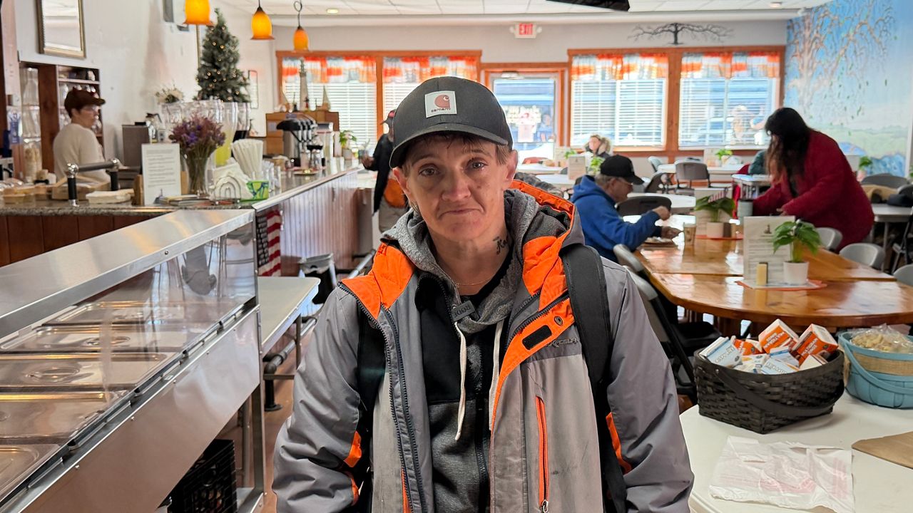 Heather Libby says she and others who are homeless rely on the Waterville Area Soup Kitchen for a hot meal and a place to stay warm. (Spectrum News/Susan Cover)